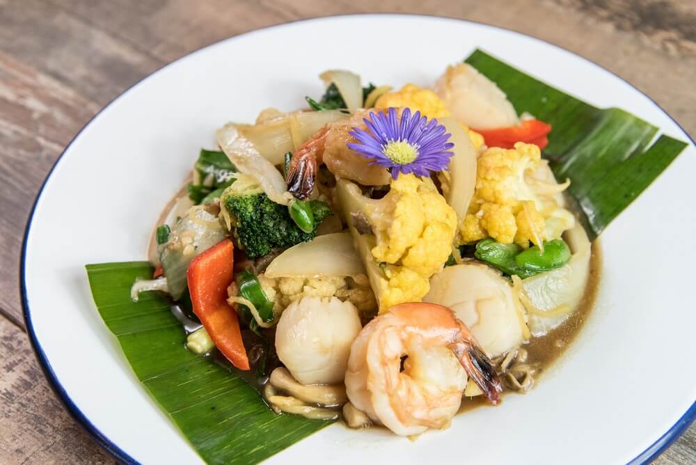 Scallops & Shrimp in the garden